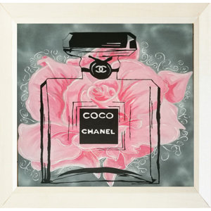 'Pink Rose Floral Coco Chanel' Framed Painting Print