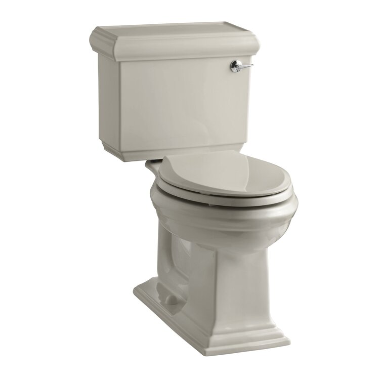 Insuliner and Left-Hand Trip Lever White KOHLER K-3816-U-0 Memoirs Classic Comfort Height Elongated 1.28 GPF Toilet with Aqua Piston Flush Technology 2-Piece