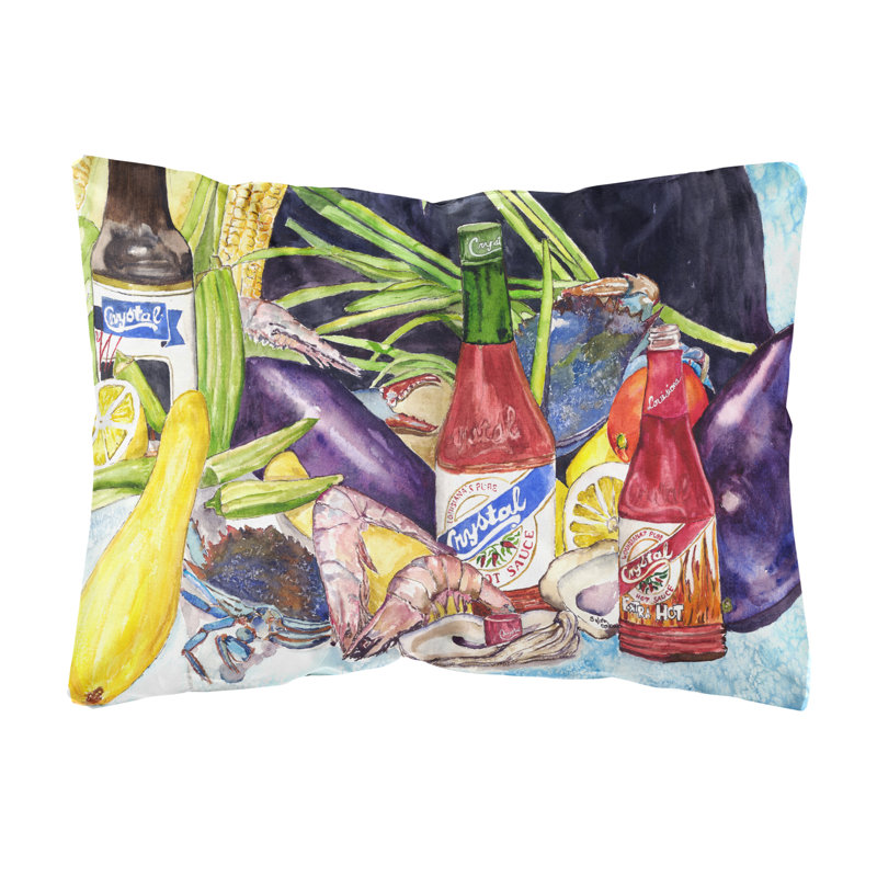 Winston Porter Seeman Crystal Hot Sauce With Seafood Indoor Outdoor Throw Pillow Wayfair