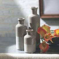 Ceramic Details about   Small White Vase Set Rustic Home Decor Distressed White Set of 3 Vases 