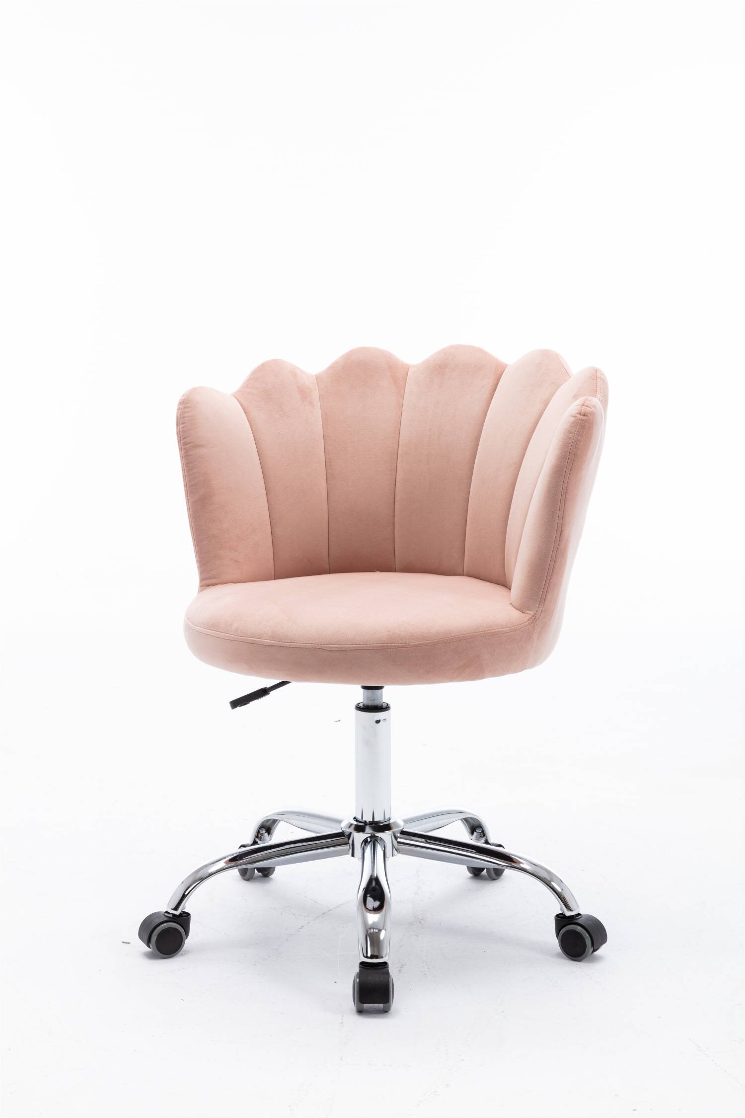 Everly Quinn Seashell Swivel Office Chair Upholstered Velvetdesk Chair Pink Wayfair