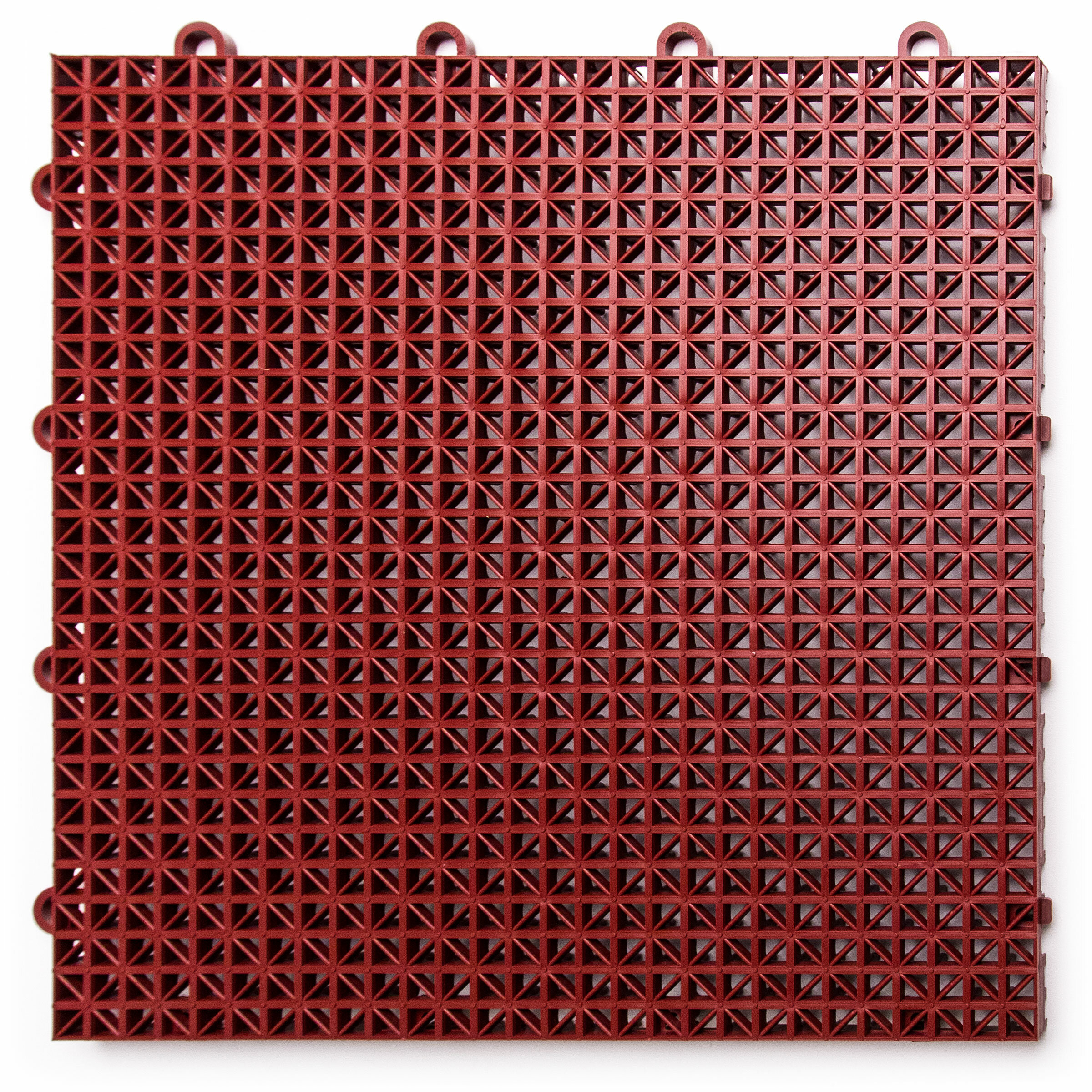 12 X 12 Plastic Interlocking Deck Tile In Brick Red