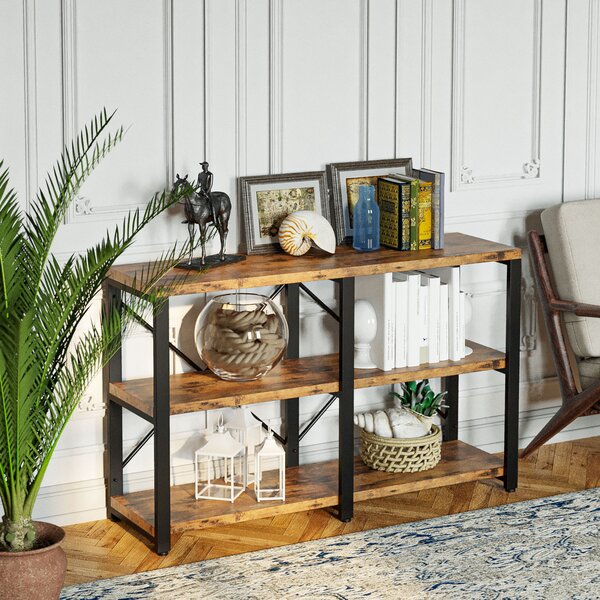 Details about   Rustic Entryway Table 55 Inch Gray Oak Tv Console Table with Storage Shelf 47 