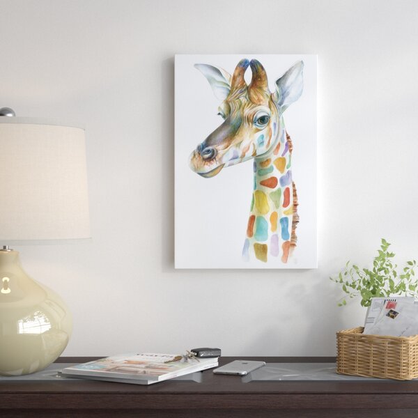 East Urban Home Colourful Giraffe Graphic Art on Wrapped ...