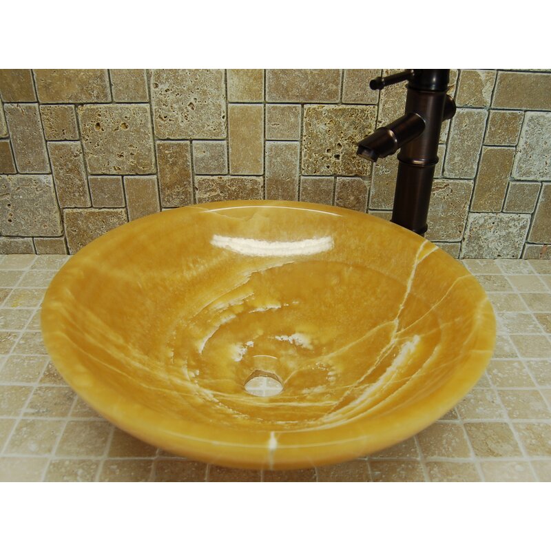 Honey Onyx Bowl Circular Vessel Bathroom Sink