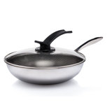 Stiryfry /& Steaming 18//10 Stainless Steel 14 Inch Stainless Steel Wok with Removable Steamer Insert Hutch Kitchen