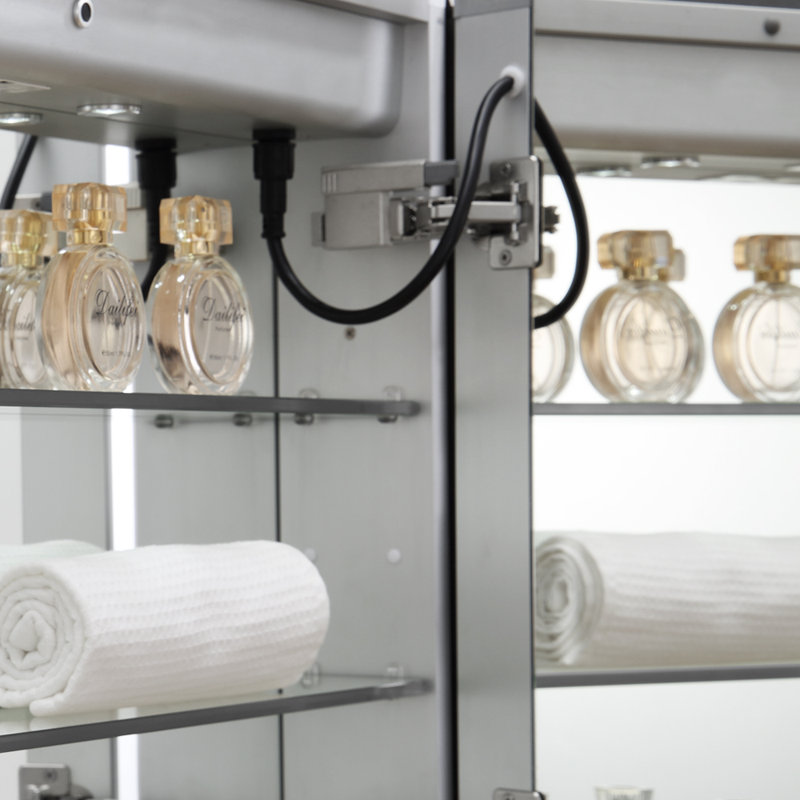 Fresca Spazio Recessed Or Surface Mount Frameless Medicine Cabinet With 3 Adjustable Shelves And Led Lighting Reviews Wayfair