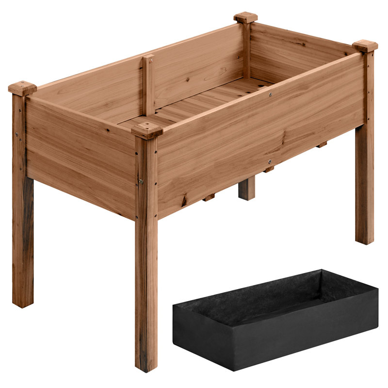 Rigney  Outdoor Fir Wood Elevated Planter with Fabric Liner & Drainage Holes Color: Dark Brown