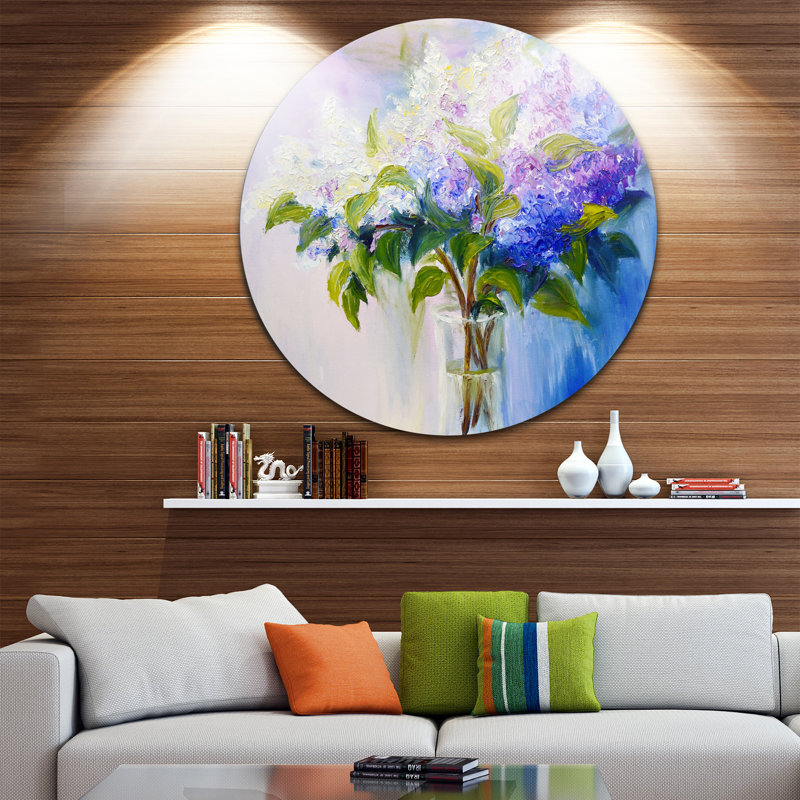 Designart Blue And White Lilacs In Vase Oil Painting Print On