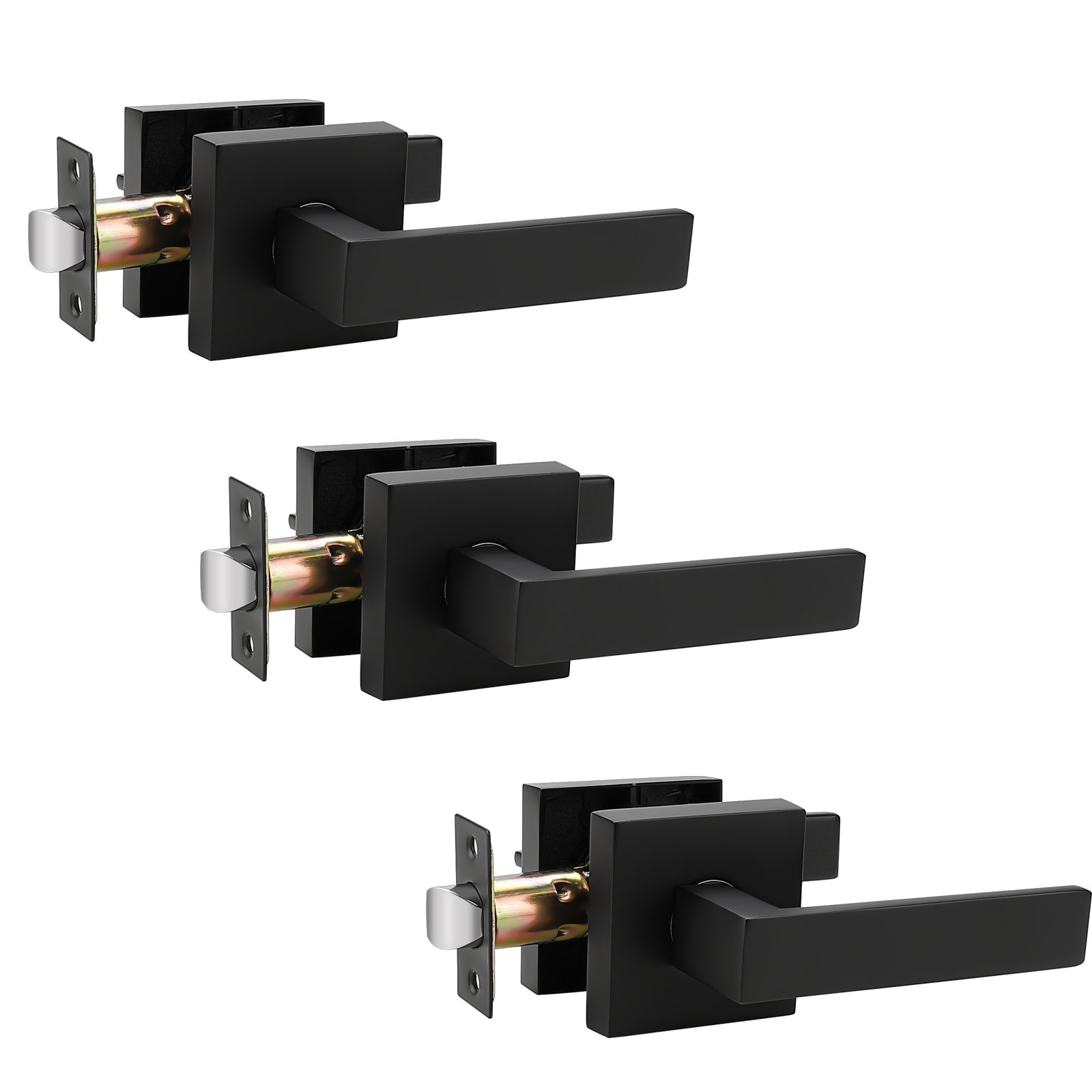 Probrico Passage Door Lever with Square Rosette Heavy Duty Solid Levers ...