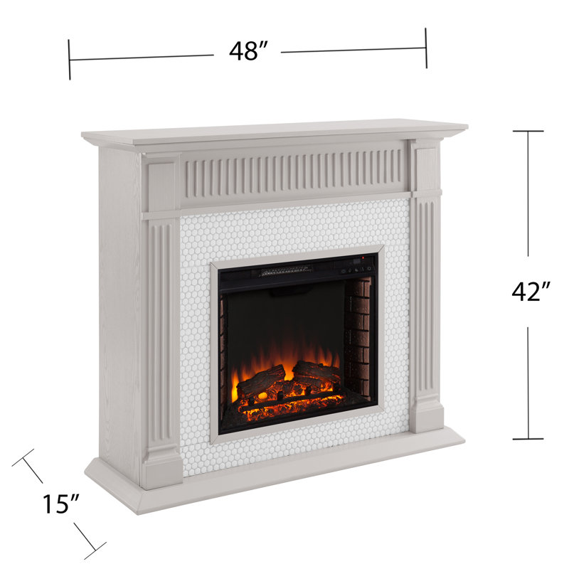 Ophelia Co Chessing Penny Tiled Color Changing Fireplace Wayfair