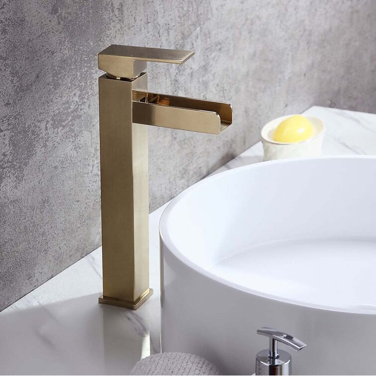 Homary Contemporary Matte Black Waterfall Bathroom Vanity Sink Faucet Lead Free Solid Brass Single Handle One Hole Deck-Mount Lavatory Sink Faucet Pop Up Drain Included cUPC Listed