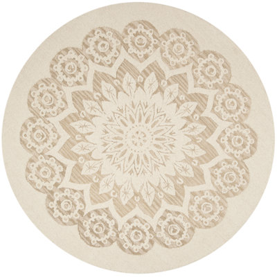 Jahiem Floral Tufted Wool Ivory Area Rug