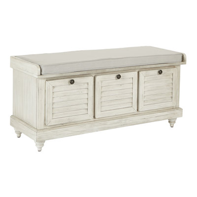 Highland Dunes Almira Wood Storage Bench Color Off White