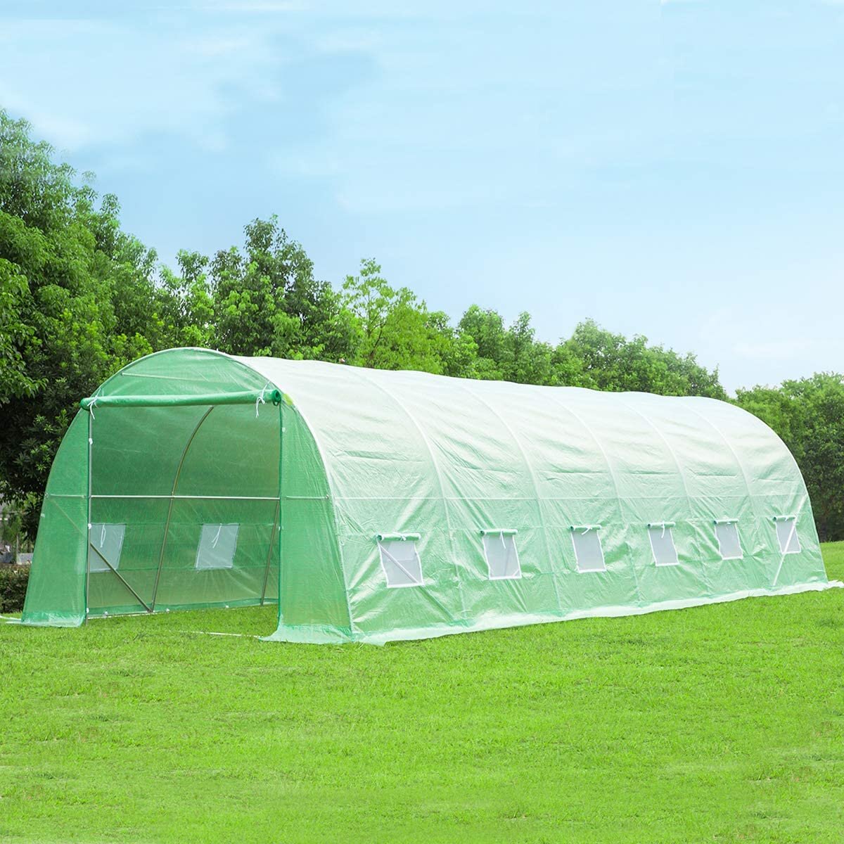 EROMMY 15'×6.6'×6.6' Greenhouse Upgraded Large Walk-in Greenhouse Portable Greenhouse with Reinforced Frame&8 Screen Windows Tunnel Garden Plant Hot Green House for Outside Heavy Duty Winter,White 