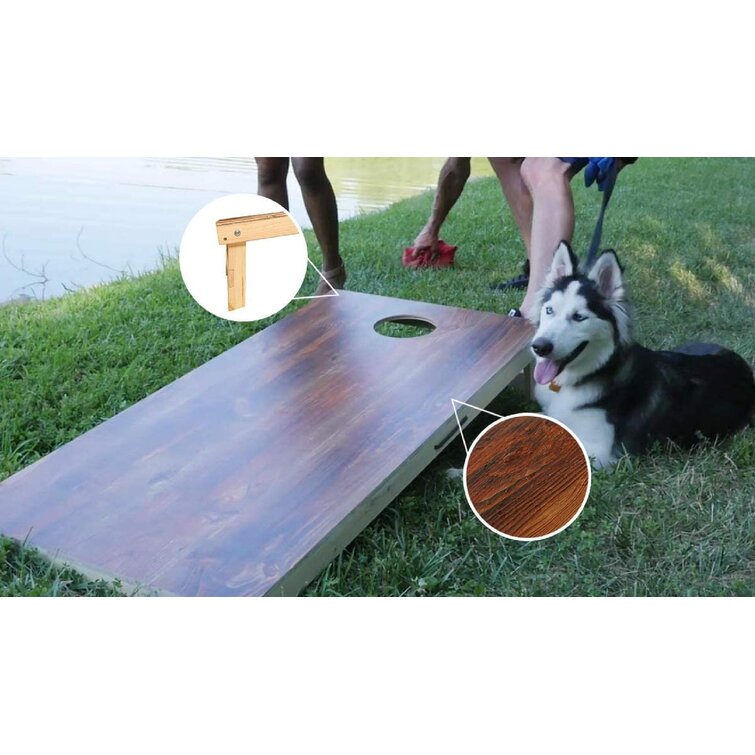 Junior, Tailgate, Regulation Durable Wood Grain Printed Surface and Underneath for Indoor and Outdoor Solid Wood Cornhole Set Portable Toss Game with Bean Bags