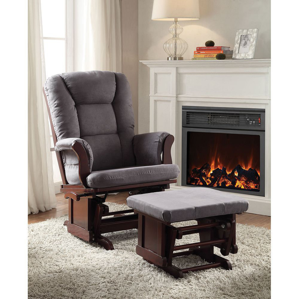 cherry wood glider and ottoman
