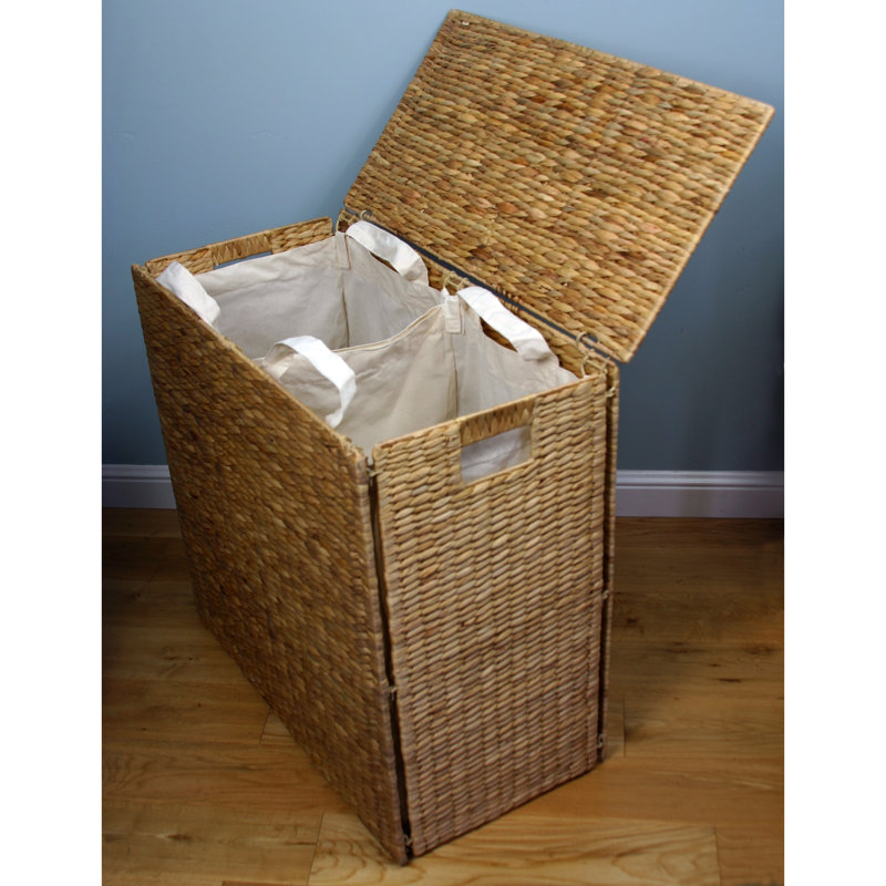 Bayou Breeze Wicker Double Sided Laundry Clothes Hamper Basket