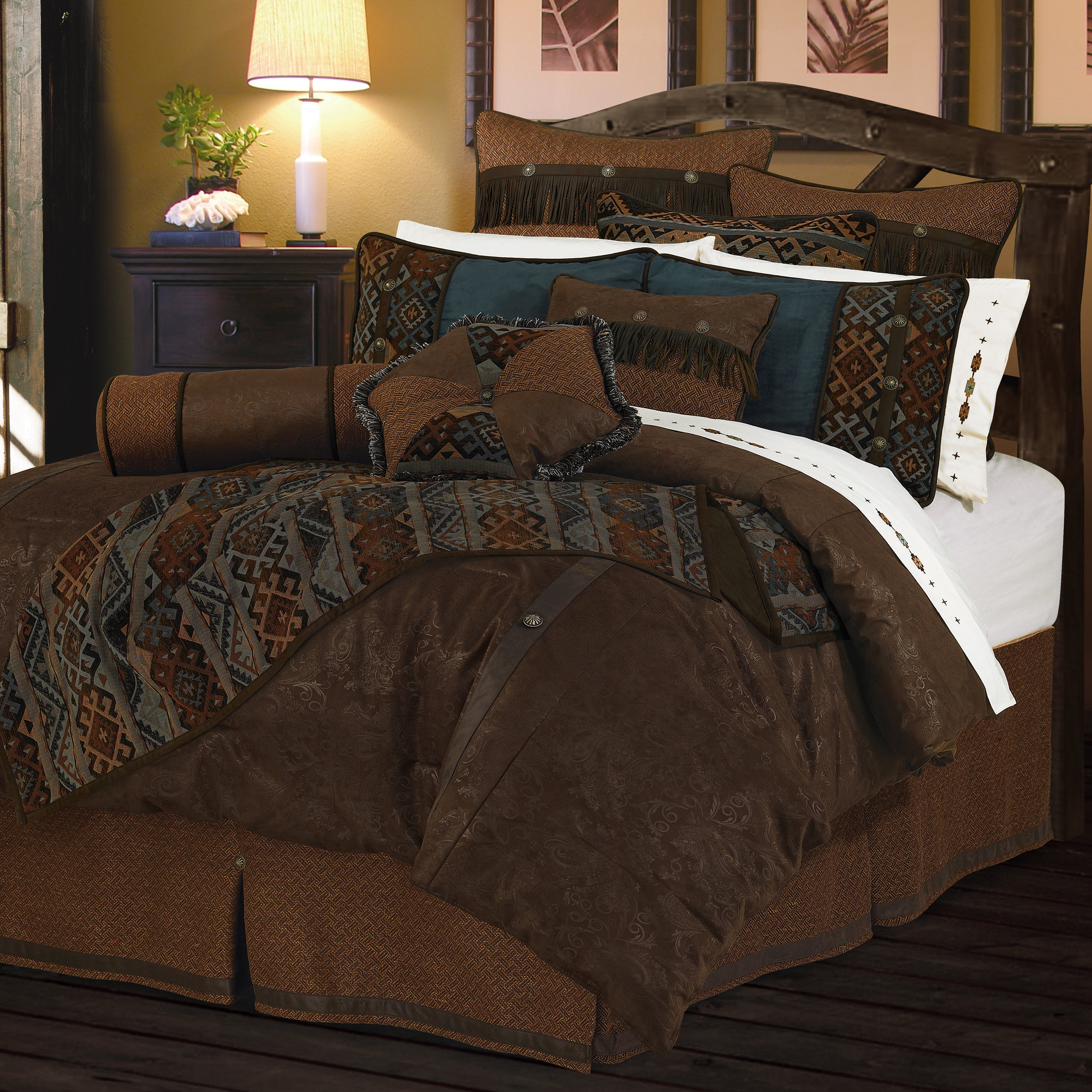BEAUTIFUL 7PC SOFT MODERN COZY LODGE LOG CABIN BROWN TAUPE COMFORTER SET NEW!