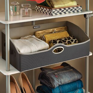 Woven Fabric Basket Organizer 3-Pack Storage Box w/ Lid for Closet & Shelves 