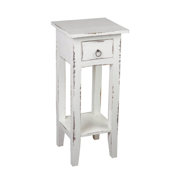 narrow end table with lamp