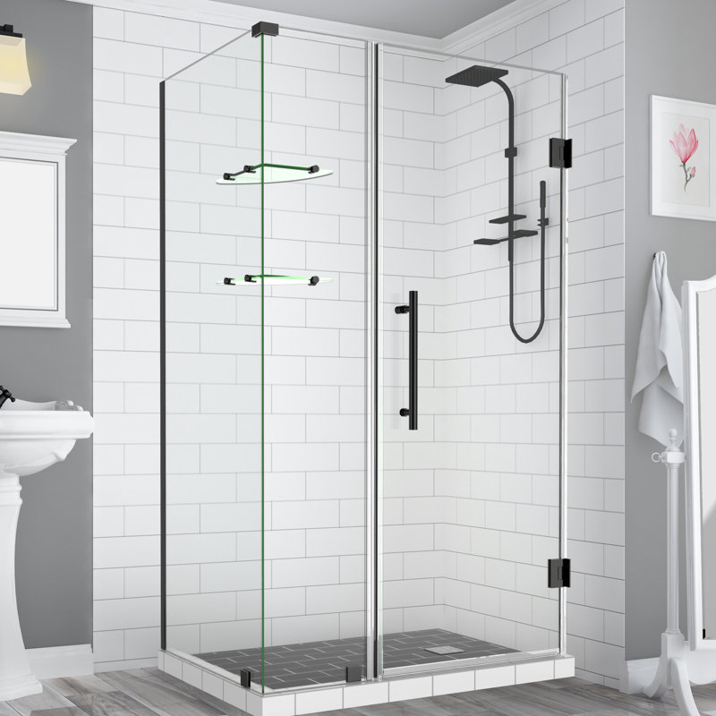 Aston Bromley Gs Frameless With Glass Shelves 50 X 72 Rectangle Hinged Shower Enclosure Wayfair