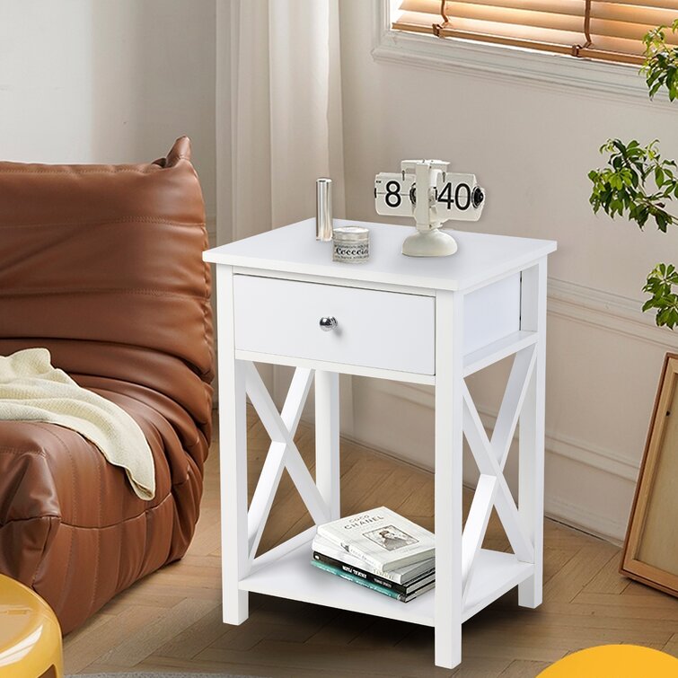 wood bedside table with drawers