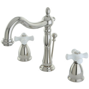 Heritage Widespread Bathroom Faucet with Double Porcelain Cross Handles