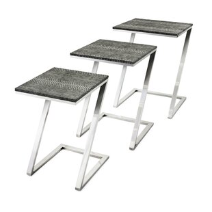 Vermont Leatherette Upholstered 3 Piece Nesting Tables By Mercer41