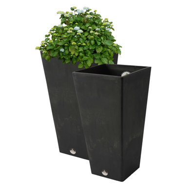 Cara Composite Pot Planter Set with Water Trays