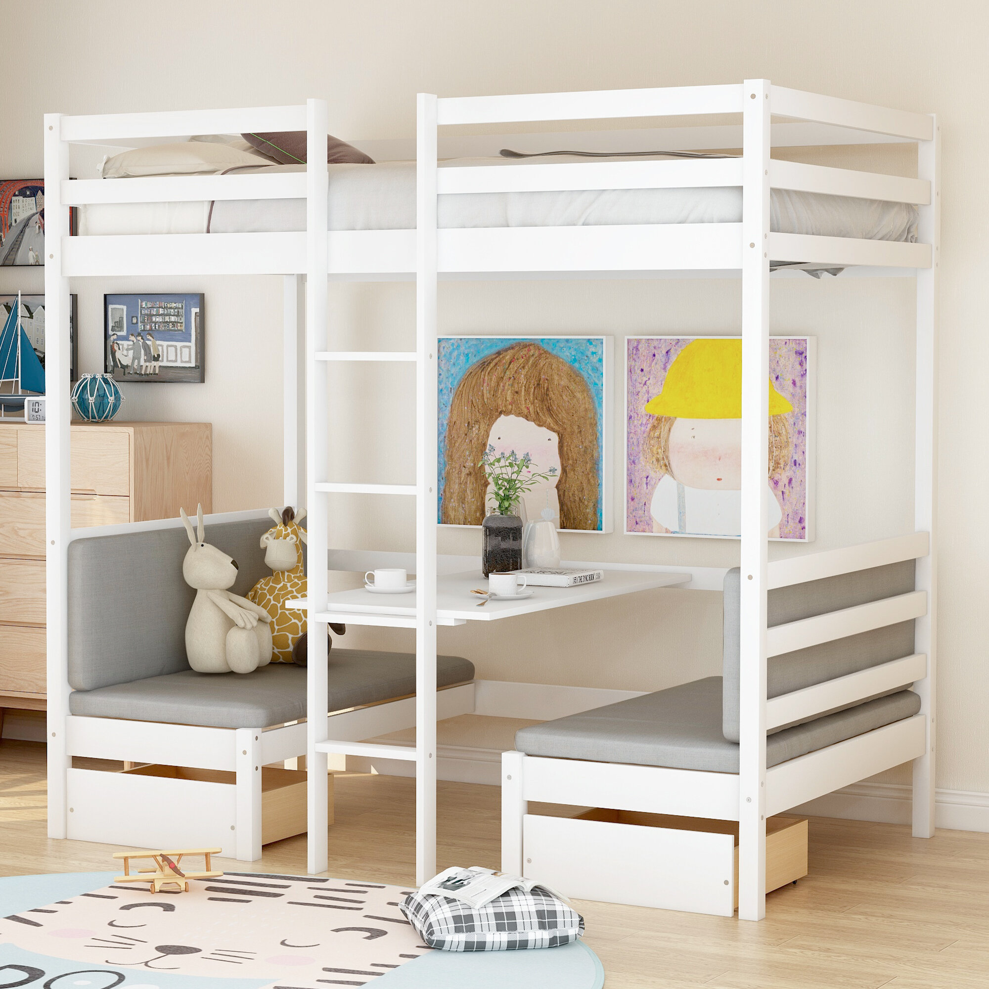 twin size loft bed with desk
