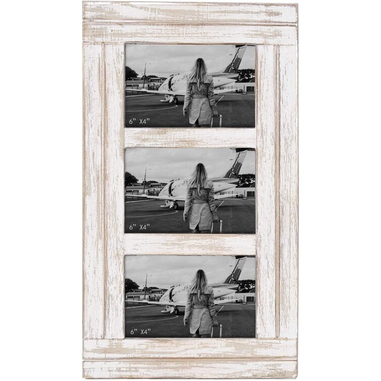 2 Rustic 4x6 Photo Picture Frame Distressed White Wood Farmhouse Wedding Vintage 