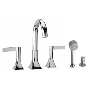 Go to store & view more images LaToscana Elix Double Handle Deck Mount Roman Tub Faucet with Hand Shower