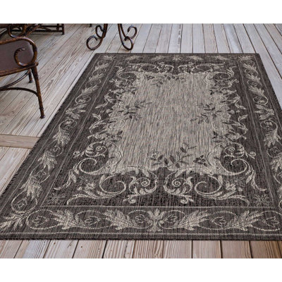 Charlton Home Arverne Aubusson Gray Indooroutdoor Area Rug Rug