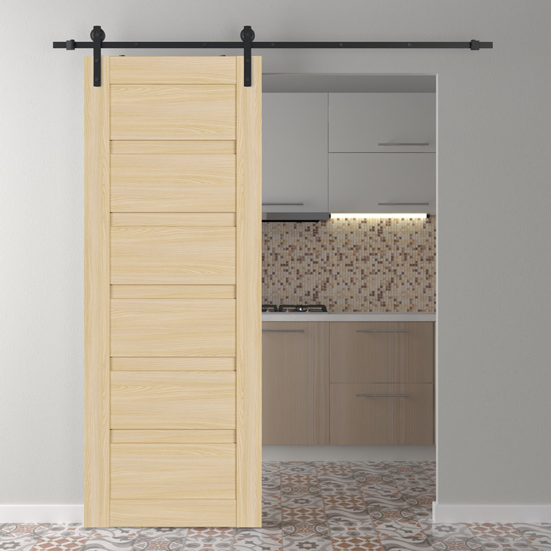 Paneled Louver Barn Door with Installation Hardware Kit Finish: Loire Ash, Size: 35.875" x 83.23"