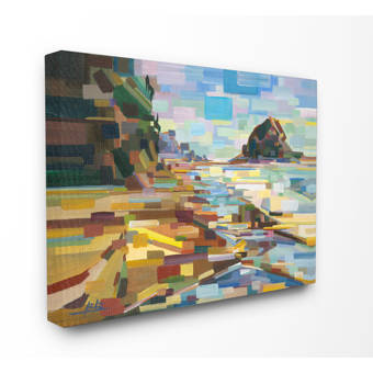 Winston Porter Geometric Down East Rocky Coast Acrylic Painting