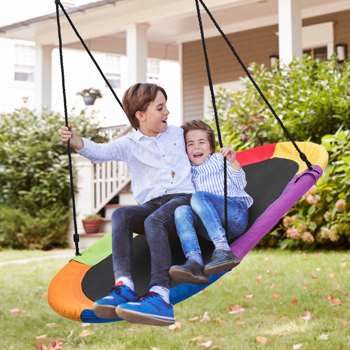 Kids Tree Swing Seat Set Children Backyard Playground Outdoor w/Adjustable Rope 