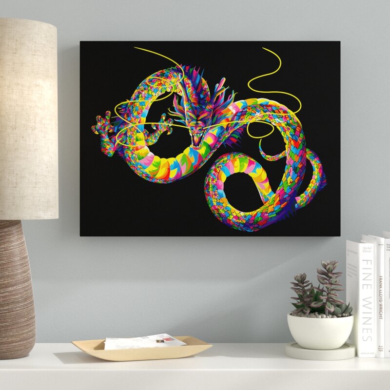 'Chinese Dragon' Graphic Art Print on Wrapped Canvas