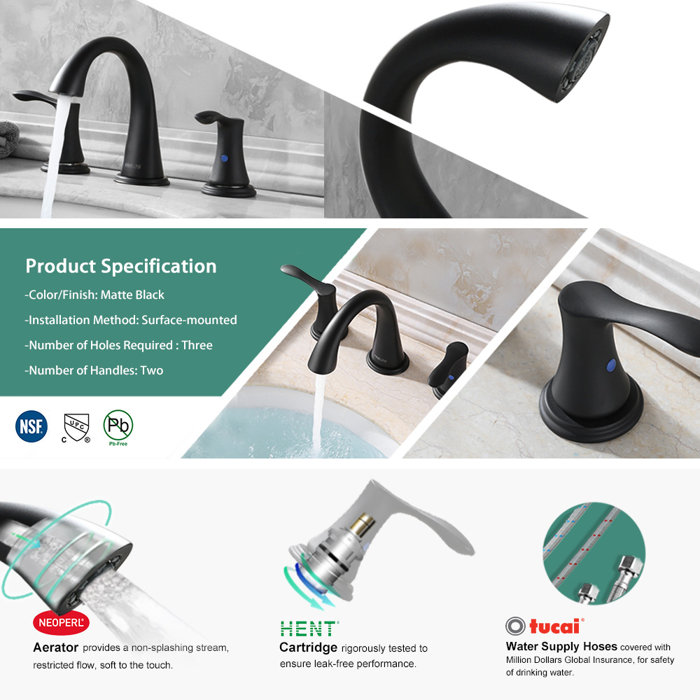 Parlos Home Widespread Bathroom Faucet With Drain Assembly