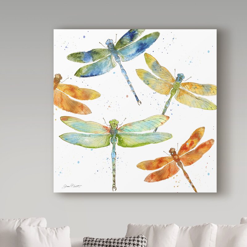 Dragonfly Wall Decorations - 'Dragonfly Bliss 1' Print on Wrapped Canvas