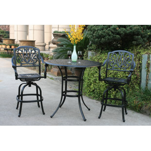 Go to store & view more images Pugliese 3 Piece Bar Height Dining Set with Sunbrella Cushions by Canora Grey