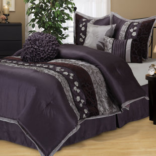 Details about   Luxlen Purple Sungai 7 Piece Luxury Bedding Set Cal King 