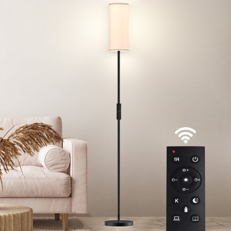 Rodenal 66.5" Floor Lamp with Remote Control and Smart Bulb Included Shade Color: White