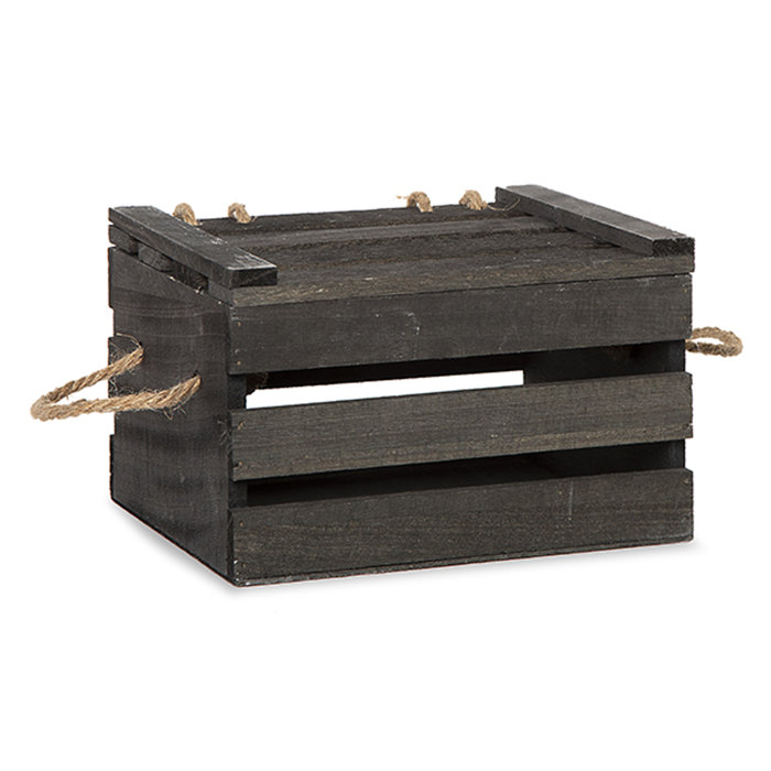 Gracie Oaks Wooden Crate Storage Box With Lid Antique Grey Ash