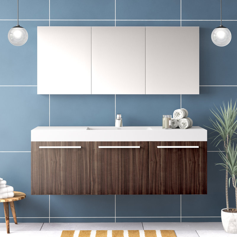 Senza 60 Vista Single Wall Mounted Modern Bathroom Vanity Set With Mirror Allmodern