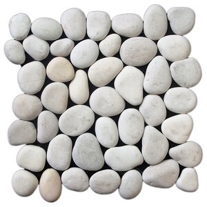 Classic Pebble Random Sized Natural Stone Pebble Tile in White
