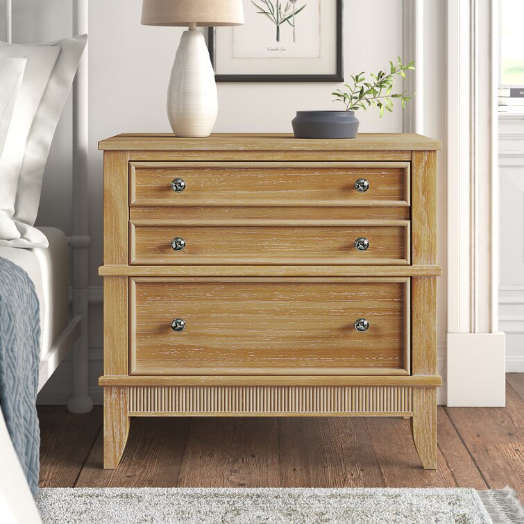 light wood 3 drawer nightstand