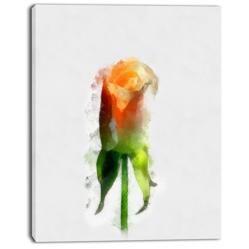 DesignArt 'Yellow Rose with Steam Drawing' Graphic Art Print on Wrapped ...