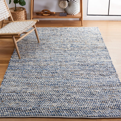 Treece Handmade Flatweave Wool/Cotton Area Rug in Blue/Ivory