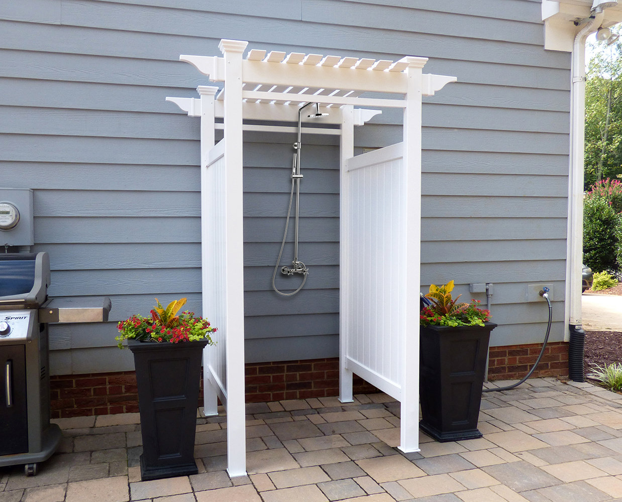 Zippity Outdoor Products Oceanside 88.75" H PVC/Vinyl Shower Enclosure ...